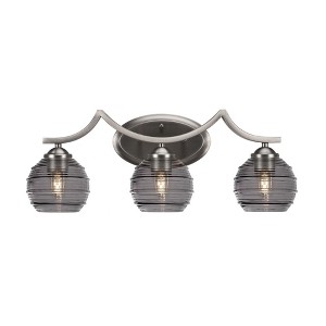 Toltec Lighting Zilo 3 - Light Vanity in  Graphite with 6" Smoke Ribbed Shade - 1 of 2