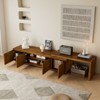 BEAFUP 63" Mid-Century Modern Extendable TV Stand for TVs up to 75", Farmhouse Cabinet for Living Room with Storage & Adjustable Panel, Brown Ebony - 2 of 4