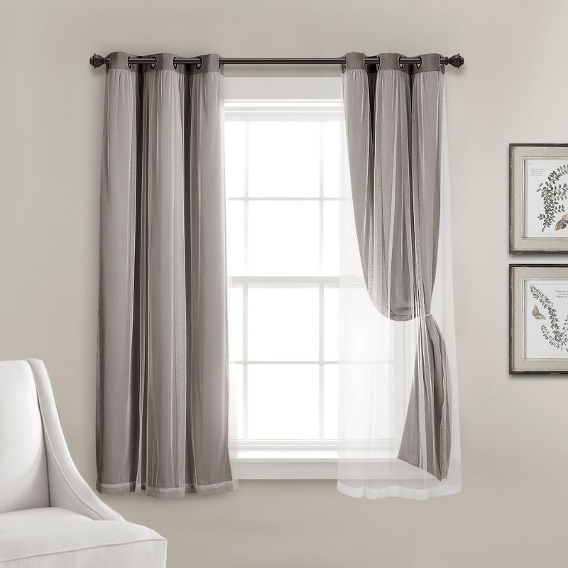 Lush Décor Grommet Sheer Panels With Insulated Blackout Lining Light Gray 38X45 Set, 4 of 7