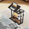 Costway Mobile Stand up Desk with Tilting Tabletop Storage Shelves Wheels for Living Room Gray/Brown - 2 of 4