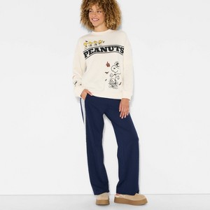 Women's Peanuts Fleece Graphic Pullover Sweatshirt - Ivory - 1 of 3