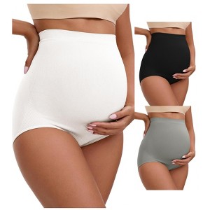 INSPIRE CHIC 3 Packs Women's High Waist Maternity Briefs Butt Lifter Seamless Comfortable Pregnancy Ladies Panties - 1 of 4