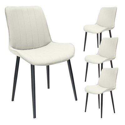 NicBex PU Leather Dining Chair Set of 2/4,Wave Pattern Upholstered Armless Chair with Metal Legs,Kitchen Chairs for Restaurant,Living,Meeting Room