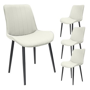 NicBex PU Leather Dining Chair Set of 2/4,Wave Pattern Upholstered Armless Chair with Metal Legs,Kitchen Chairs for Restaurant,Living,Meeting Room - 1 of 4