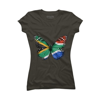 Junior's Design By Humans Butterfly Flag Of South Africa By GiftsIdeas T-Shirt