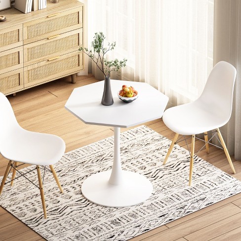 Haven Small Round Dining Table 31.5 With Metal White Pedestal