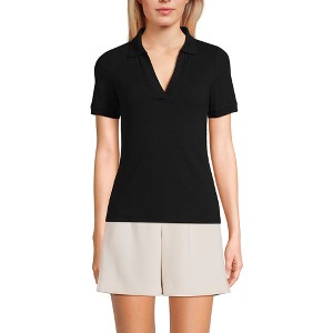 Lands' End Women's Short Sleeve Wide Rib Polo - 1 of 3