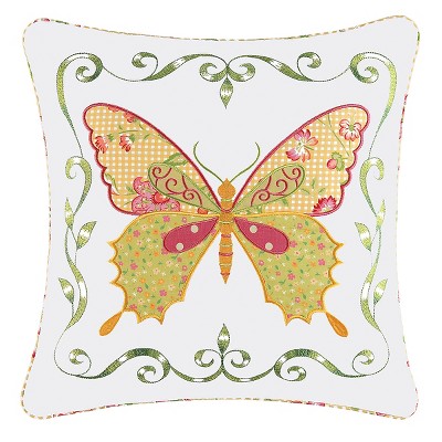 C&F Home 18" x 18" Pink Butterfly Applique Pillow