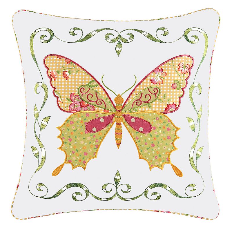C&F Home 18" x 18" Pink Butterfly Applique Throw Pillow, 1 of 5