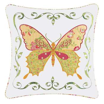 C&F Home 18" x 18" Pink Butterfly Applique Throw Pillow