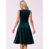 Allegra K Women's Sleeveless Velvet Elegant V Neck A Line Flowy Cocktail Party Midi Dress - 3 of 4