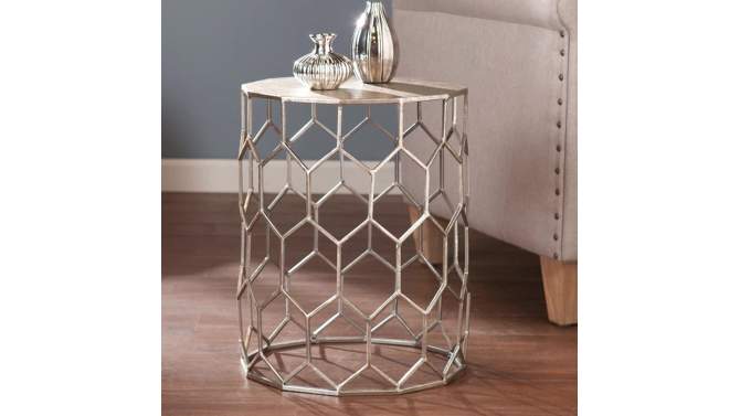 Carmen Metal Accent Table - Antique silver - Aiden Lane, 2 of 6, play video