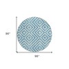 Teal Blue And Ivory Geometric Washable Indoor Outdoor Area Rug - 3 of 4