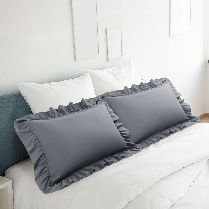 PiccoCasa 100% Brushed Microfiber Ruffled Soft Breathable Envelope Closure Pillowcases 2 Pcs, 2 of 6