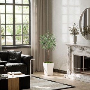 Artificial Olive Tree 5FT, Faux Olive Tree with Pot and Moss, Tall Artificial Plants Indoor - 1 of 4