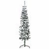 vidaXL Christmas Tree Decoration Slim Artificial Half Xmas Tree with Stand - White and Green 59.1" - 2 of 4