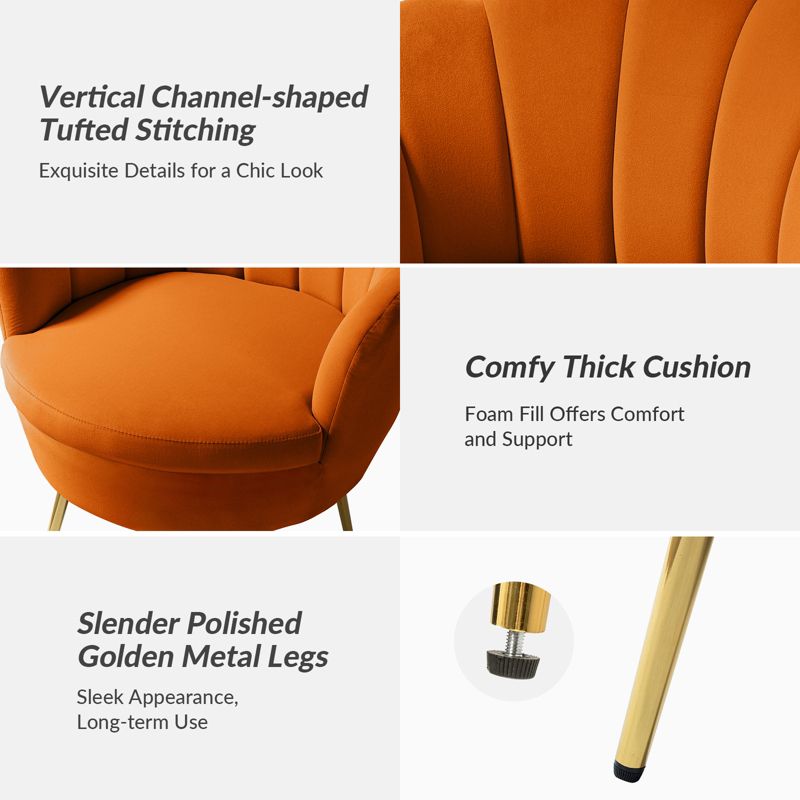 Yves Living Room Accent Chair Comfy Barrel Chair with Golden Metal Legs | Karat Home, 6 of 12