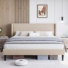 Upholstered Bed Frame with Wingback Headboard, Velvet Upholstery Platform Bed, No Box Spring Needed - 4 of 4