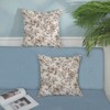 Brown Pillow Covers 18x18 Set of 2 Brown and Cream Floral Chinoiserie Throw Pillows Vintage - 3 of 4