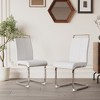 Gulches Modern High Back Dining Chairs Set of 2,Faux Leather Upholstered Side Chairs with C-Shaped Plated Metal Legs,Ergonomic and Comfortable,White - 4 of 4