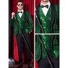 Lars Amadeus Men's Shawl Lapel Disco Prom Party Argyle Sequin Blazer - 4 of 4