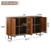 Lyngins Sideboard Buffet Cabinets with 4 Doors,Iron Legs,Coffee Bar Cabinets,Credenzas for Kitchen,Entryway - 3 of 4