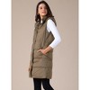INSPIRE CHIC Women's Long Casual Sleeveless Zippered Hooded Down Puffer Vest - 3 of 4