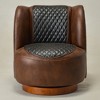 KINWELL Two-Tone Tufted Leather Swivel Chair, 29" W Top-Grain Genuine Leather Upholstered Accent Chair - 4 of 4