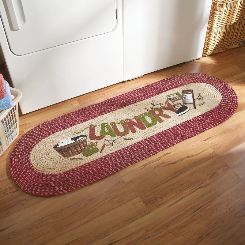 Collections Etc Vintage Laundry Room Decorative Braided Runner 48" x 20", 2 of 6