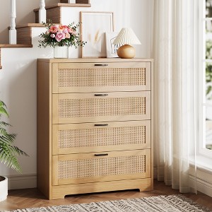 target modern dresser Rattan Drawer Storage Chest, Modern Dresser with Natural Wood & Rattan  Design for Bedroom, Closet, Entryway