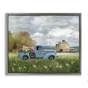 Stupell Industries Vintage Blue Truck in Meadow Floating Frame Canvas Art, Gray, 31" x 25" - 1 of 4