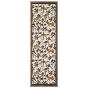 2 x 6 ft Polyester  Imitation Black Rectangular Hallway Bathroom Entryway Kitchen Office Foldable Jungle Tiger Leopard Printed Modern Washabl - 1 of 4