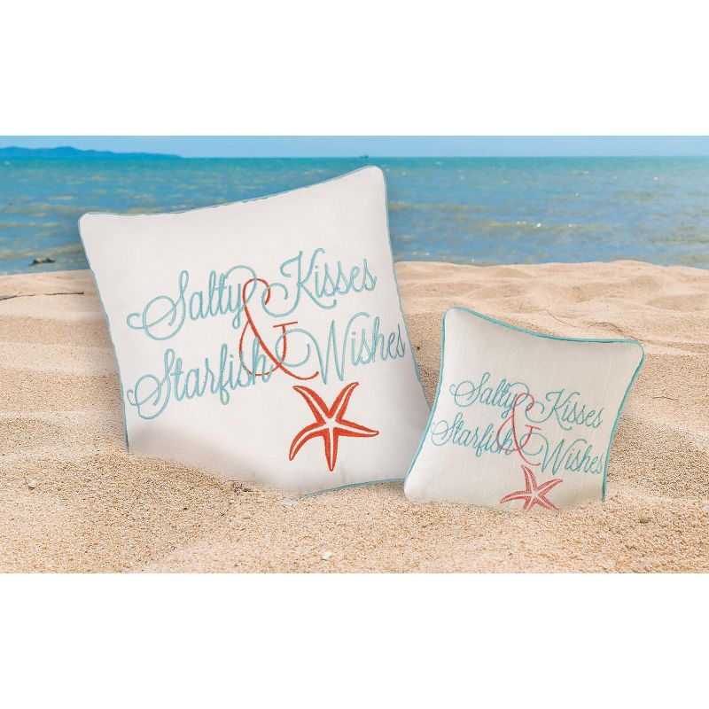 C&F Home Salty Kisses & Starfish Wishes Embroidered Coastal Decorative Throw Pillow, 4 of 9