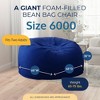 Ultimate Sack 6 Foot Memory Foam Filled Machine Washable Suede Covered Bean Bag Chair w/Zipper, Double Stitching, & Durable Inner Liner, Electric Blue - 3 of 4