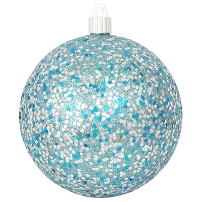 Christmas by Krebs 4ct Aqua Blue and Silver Shatterproof Glitter Christmas Ball Ornaments 4.75" (120mm)