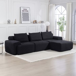120" L-Shaped Corduroy Modular Sectional Sofa Bed with Memory Foam and Steel Frame, No Assembly Couch for Living Room, Apartment, or Home Theater - 1 of 4