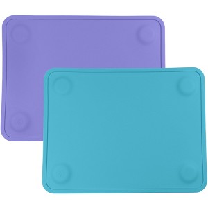 WeeSprout Silicone Suction Placemats for Babies, Toddlers & Kids, Durable Food Grade Silicone with Non-Slip Suction, Raised Edges Contain Mess, 2 Pack - 1 of 4