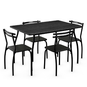 Costway 5 Piece Dining Set Table 30.0" And 4 Chairs Home Kitchen Room Breakfast Furniture Black - 1 of 4