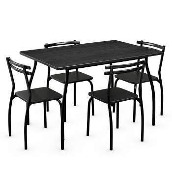 Costway 5 Piece Dining Set Table 30.0" And 4 Chairs Home Kitchen Room Breakfast Furniture Black
