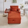 Corduroy Sofa with Storage Ottoman and USB Port, Storage Sofa with Adjustable Armrest and Cup Holder,Modern Living Room Accent Sofa-Koiai - 3 of 4