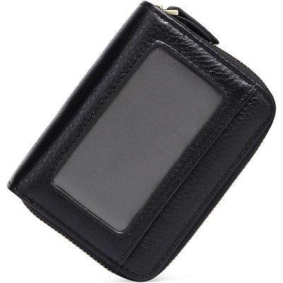 Small Genuine Leather Wallet for Women – RFID Blocking Slim Credit Card Holder, Compact Bi-Fold Purse with ID Window & Zipper Coin Pocket
