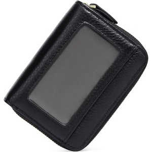 Small Genuine Leather Wallet for Women – RFID Blocking Slim Credit Card Holder, Compact Bi-Fold Purse with ID Window & Zipper Coin Pocket - 1 of 4