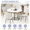 5 PCS Extendable Dining Table Set Foldable Dining Set Space-Saving Kitchen Table Set with 4 Upholstered Chairs and Round Faux Marble Table-Modernluxe - 3 of 4