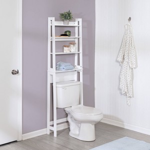 Bathroom Spacesaver White - Honey Can Do: Over Toilet Shelving, Restroom Organizer with 4 Shelves - 1 of 4