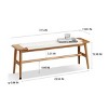 Natural Oak Wood Accent Bench,Bed Bench With Weave Rattan Seat And Solid Wood Frame,Rectangle Bedroom Wooden Side Bench-Cuddlewood - 4 of 4
