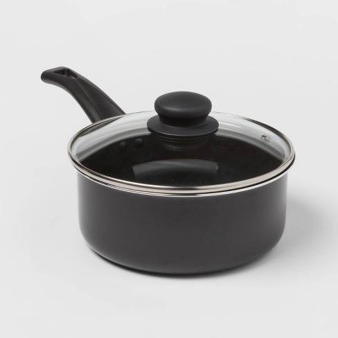 Thaweesuk Shop New Black 14QT Non Stick Aluminum Sauce Stock Pot With Glass  Lid Ware Pots Cooking Cookware 13.5''L x 13.5''W x 6H