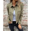Women's Turn-Down Collar Flap Pockets Snap Button Faux Suede Jacket - 2 of 4