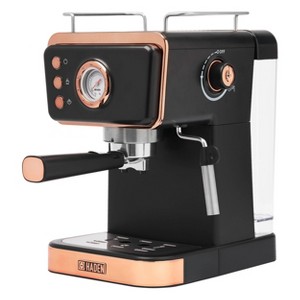 Haden Barista Brew Stainless Steel Espresso Maker 20-Bar Pressure System with Milk Frother Black/Copper: 1.5L Electric, 1350W, Spot Clean - 1 of 4