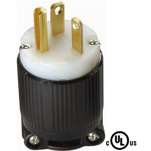 Leviton 05366-00C Straight Blade Plug,  20 Amp, 125 Volt - 1 of 1