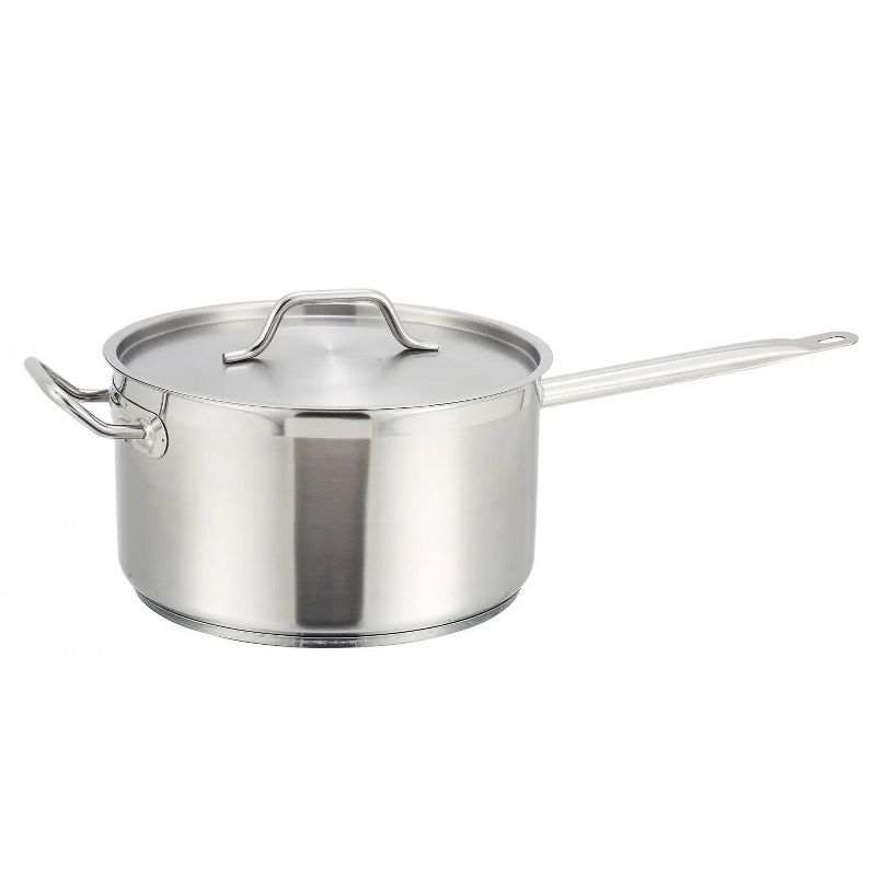 Winco Sauce Pan With Cover Helper Handle, Classic Sauce Pot with Lid, Stainless Steel, 7.5-Quart, 2 of 3